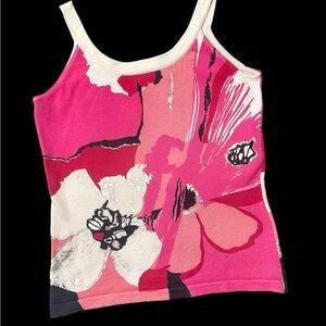 BEREK Pink&Black Floral Knit Tank Size Medium Petite